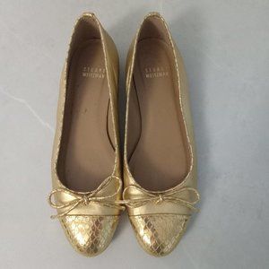 STUART WEITZMAN | Gold Leather Flats